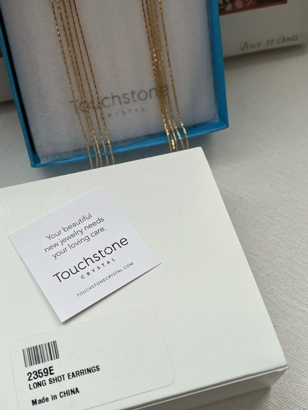 TSC Swarovski Gold Drop Earrings with Clear Swarovski Crystals - Picture 6 of 6